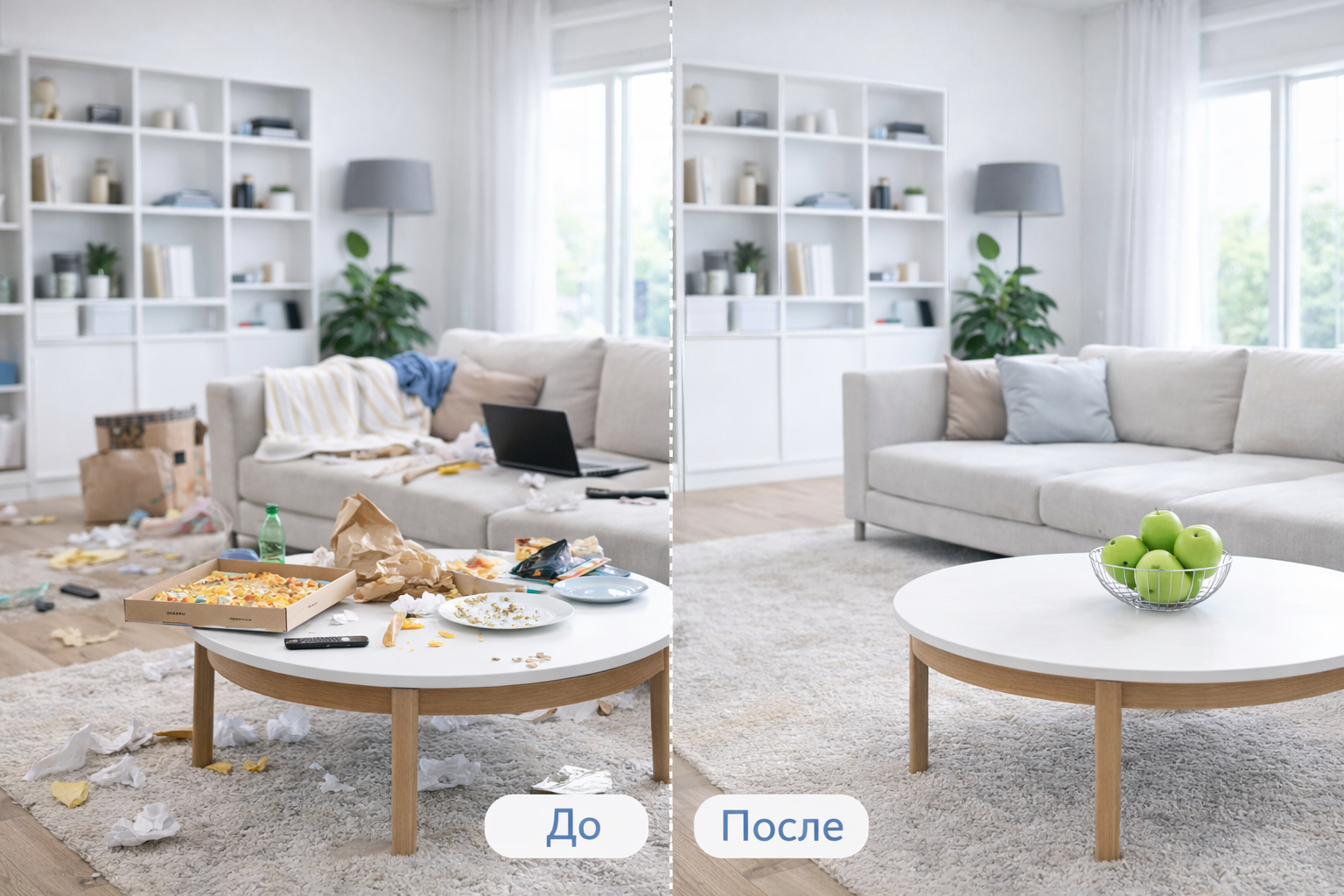 До и после уборки